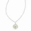 Kendra Scott Letter V Silver Disc Reversible Pendant Necklace In Iridescent Abalone