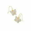 Kendra Scott Lillia Crystal Butterfly Gold Drop Earrings In White Crystal