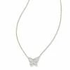 Kendra Scott Lillia Butterfly Silver Pendant Necklace In White Crystal