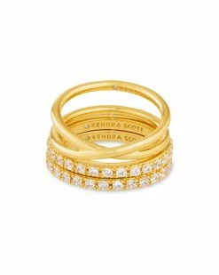 Kendra Scott Livy Gold Rings Set Of 3 In White Crystal