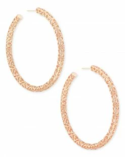 Kendra Scott Maggie Hoop Earrings In Rose Gold Filigree
