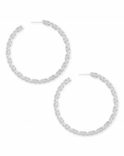 Kendra Scott Maggie Hoop Earrings In Silver Filigree -Demi-Fine Jewelry Shop kendra scott maggie hoop earring silver filigree lg 01