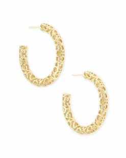 Kendra Scott Maggie Small Hoop Earrings In Gold Filigree