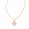 Kendra Scott Mallory Gold Pendant Necklace In Rose Quartz