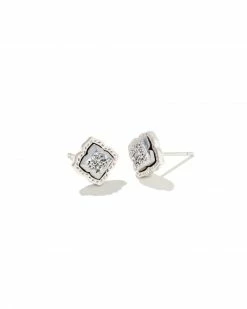 Kendra Scott Mallory Silver Stud Earrings In Platinum Drusy
