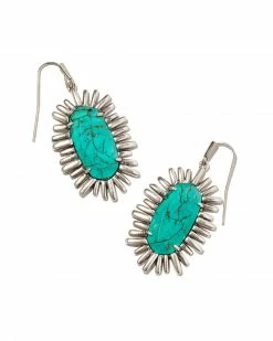 Kendra Scott Mariah Vintage Silver Drop Earrings In Variegated Turquoise Magnesite