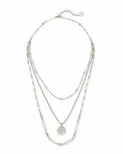 Kendra Scott Medallion Coin Multi Strand Necklace In Silver -Demi-Fine Jewelry Shop kendra scott medallion coin triple strand necklace rhodium rhodium 01 lg