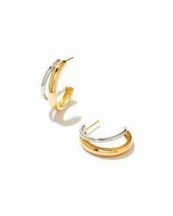 Kendra Scott Meg Double Hoop Earrings In Mixed Metal -Demi-Fine Jewelry Shop kendra scott meg double hoop earrings 18k yellow gold vermeil Sterling Silver 00