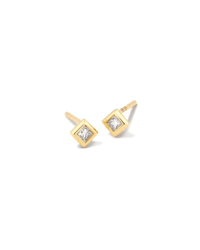 Kendra Scott Michelle 14k Yellow Gold Stud Earrings In White Diamond 1 Kendra Scott Michelle 14k Yellow Gold Stud Earrings In White Diamond