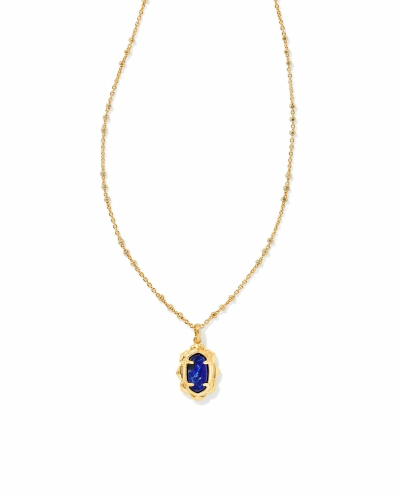 Kendra Scott Piper Gold Pendant Necklace In Blue Lapis 1 Kendra Scott Piper Gold Pendant Necklace In Blue Lapis