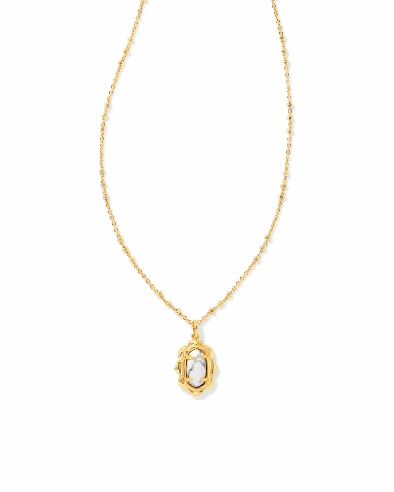 Kendra Scott Piper Gold Pendant Necklace In White Howlite 1 Kendra Scott Piper Gold Pendant Necklace In White Howlite