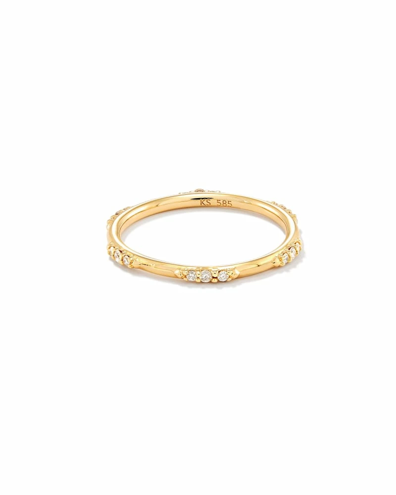 Kendra Scott Posey 14k Yellow Gold Band Ring In White Diamonds 1 Kendra Scott Posey 14k Yellow Gold Band Ring In White Diamonds