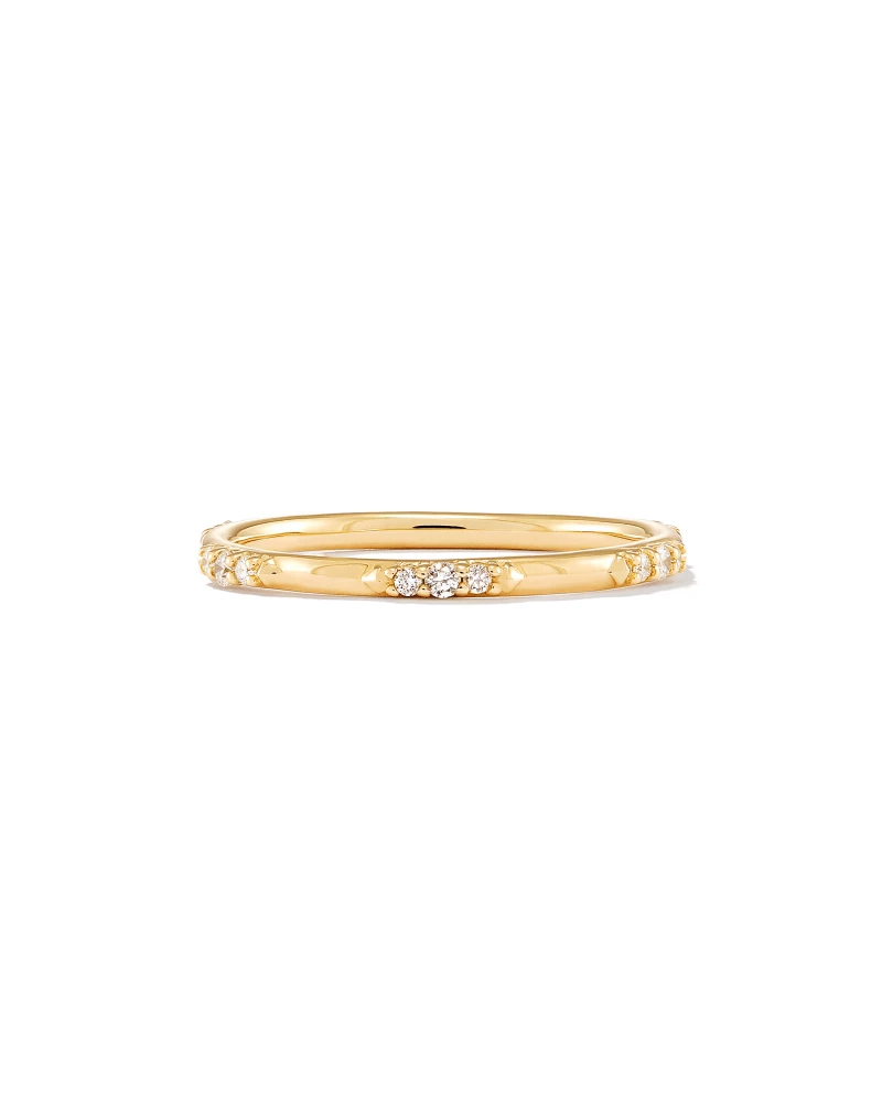 Kendra Scott Posey 14k Yellow Gold Band Ring In White Diamonds 5 Kendra Scott Posey 14k Yellow Gold Band Ring In White Diamonds - Image 5