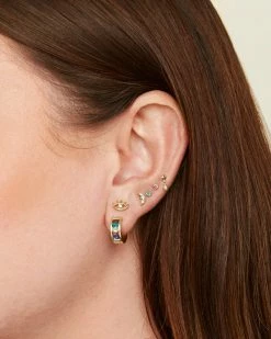 Kendra Scott Reeve Mini 14K Yellow Gold Single Stud Earring In Turquoise -Demi-Fine Jewelry Shop kendra scott reeve piercing stud gold turquoise 03 lg