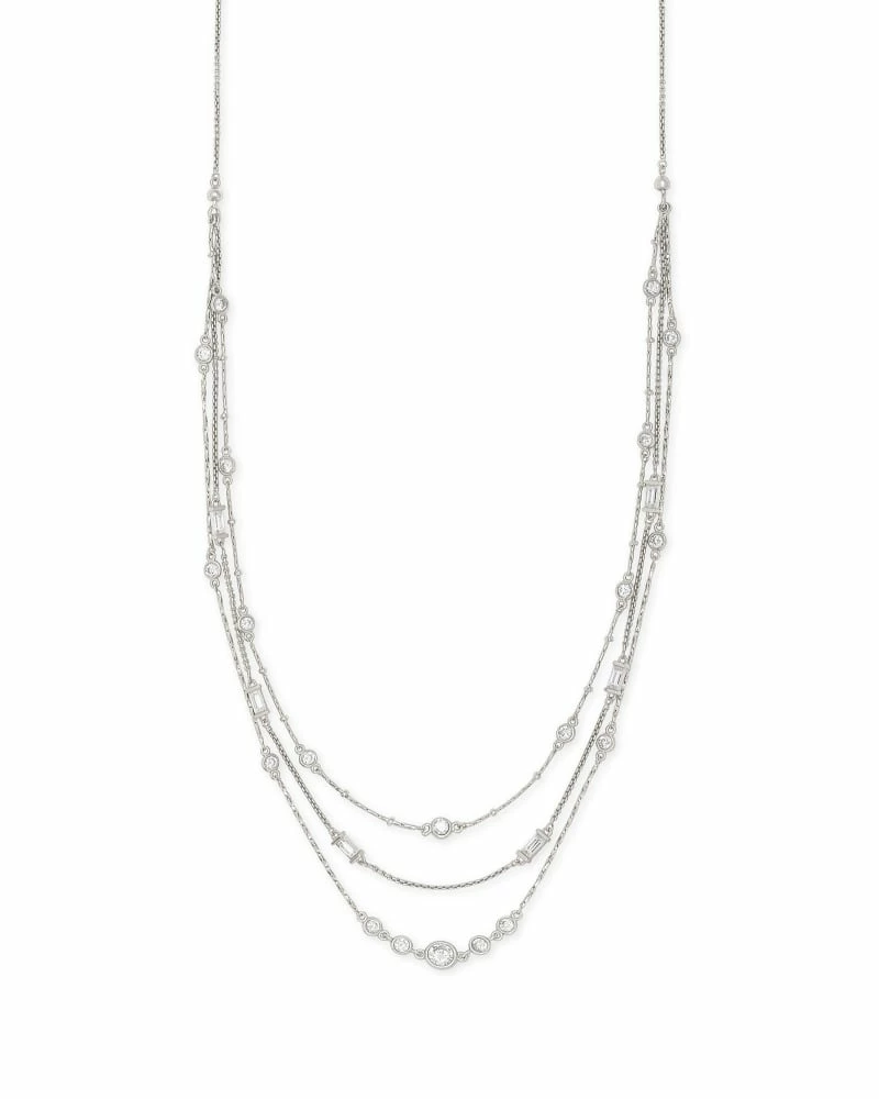 Kendra Scott Rina Silver Multi Strand Necklace In Lustre Glass 1 Kendra Scott Rina Silver Multi Strand Necklace In Lustre Glass