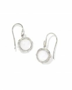 Kendra Scott Sage Sterling Silver Drop Earrings In Ivory Mother-of-Pearl