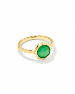 Kendra Scott Sage 18k Gold Vermeil Statement Ring In Chrysoprase