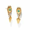 Kendra Scott Shiva Vintage Gold Ear Jacket Earrings In Teal Howlite