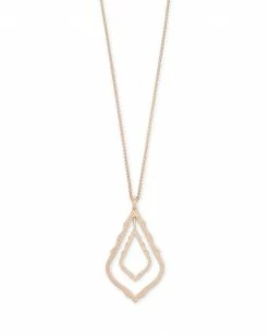 Kendra Scott Simon Long Pendant Necklace In Rose Gold