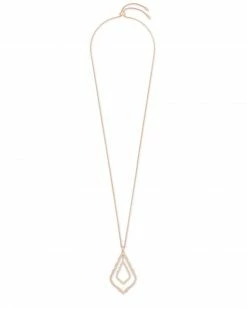 Kendra Scott Simon Long Pendant Necklace In Rose Gold -Demi-Fine Jewelry Shop kendra scott simon pendant necklace rose gold na brass 01 lg