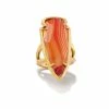 Kendra Scott Skylar Vintage Gold Statement Ring In Orange Banded Agate