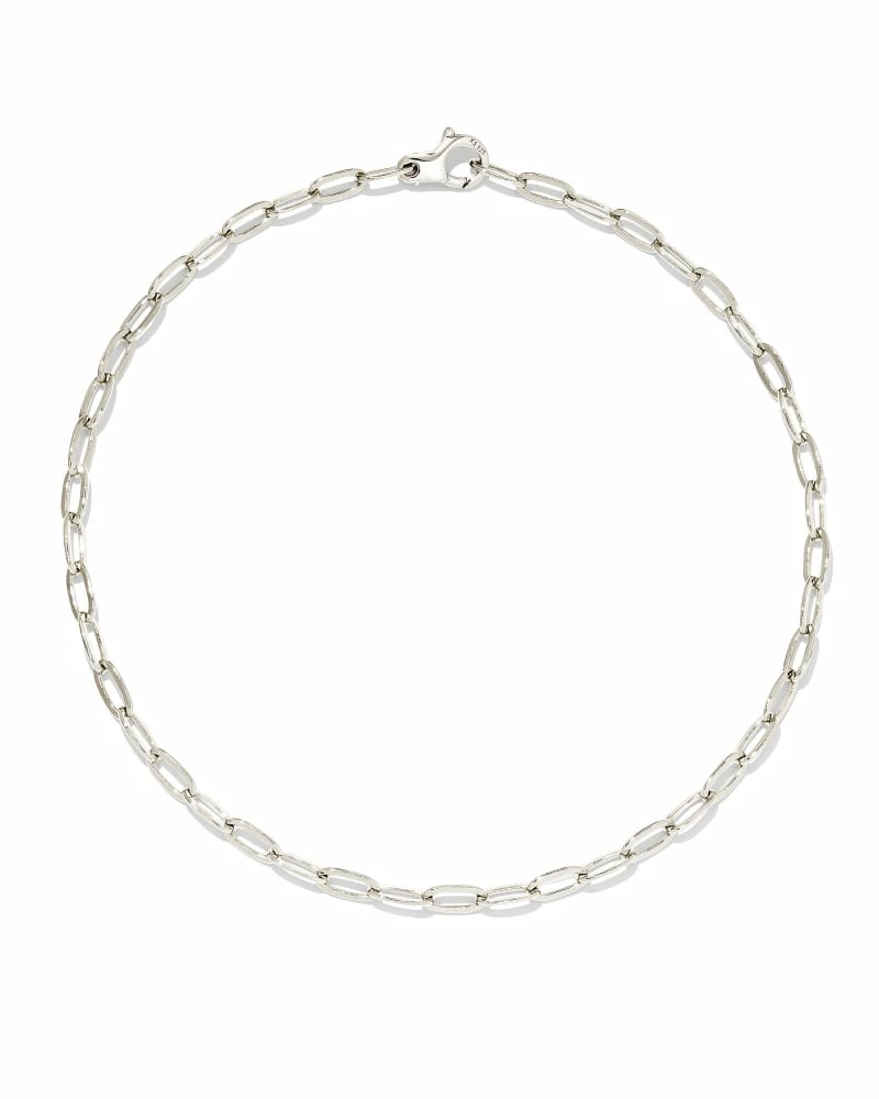 Kendra Scott Small Paperclip Chain Anklet In Sterling Silver 1 Kendra Scott Small Paperclip Chain Anklet In Sterling Silver