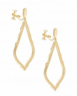 Kendra Scott Sophee Clip On Drop Earrings In Gold -Demi-Fine Jewelry Shop kendra scott sophee earring gold na 01 lg