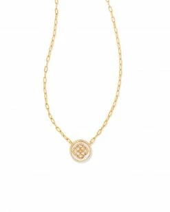 Kendra Scott Stamped Dira Gold Pendant Necklace In Ivory Mother-Of-Pearl
