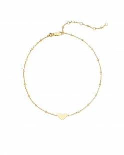 Kendra Scott Ari Heart Chain Anklet In 18k Yellow Gold Vermeil