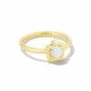 Kendra Scott Susie Gold Band Ring In Bright White Kyocera Opal