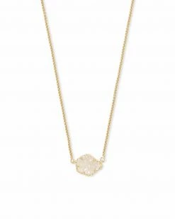 Kendra Scott Tess Gold Pendant Necklace In Iridescent Drusy
