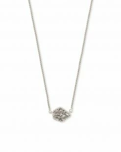 Kendra Scott Tess Silver Pendant Necklace In Platinum Drusy