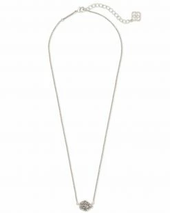 Kendra Scott Tess Silver Pendant Necklace In Platinum Drusy -Demi-Fine Jewelry Shop kendra scott tess silver pendant necklace in platinum drusy 01 default lg