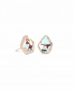 Kendra Scott Tessa Rose Gold Stud Earrings In Dichroic Glass