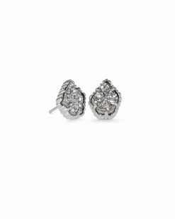 Kendra Scott Tessa Silver Stud Earrings In Platinum Drusy