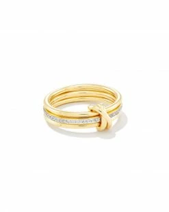 Kendra Scott Tia 18k Gold Vermeil Band Ring In White Sapphire