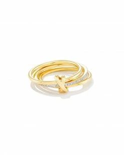 Kendra Scott Tia 18k Gold Vermeil Band Ring In White Sapphire -Demi-Fine Jewelry Shop kendra scott tia band ring 18k yellow gold vermeil wt sapphire 01