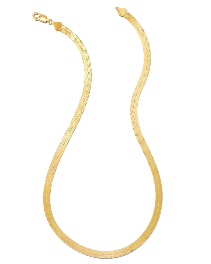 Kendra Scott Wide Herringbone Chain Necklace In 18k Gold Vermeil 1 Kendra Scott Wide Herringbone Chain Necklace In 18k Gold Vermeil