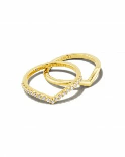 Kendra Scott Wishbone Gold Ring Set In White Crystal